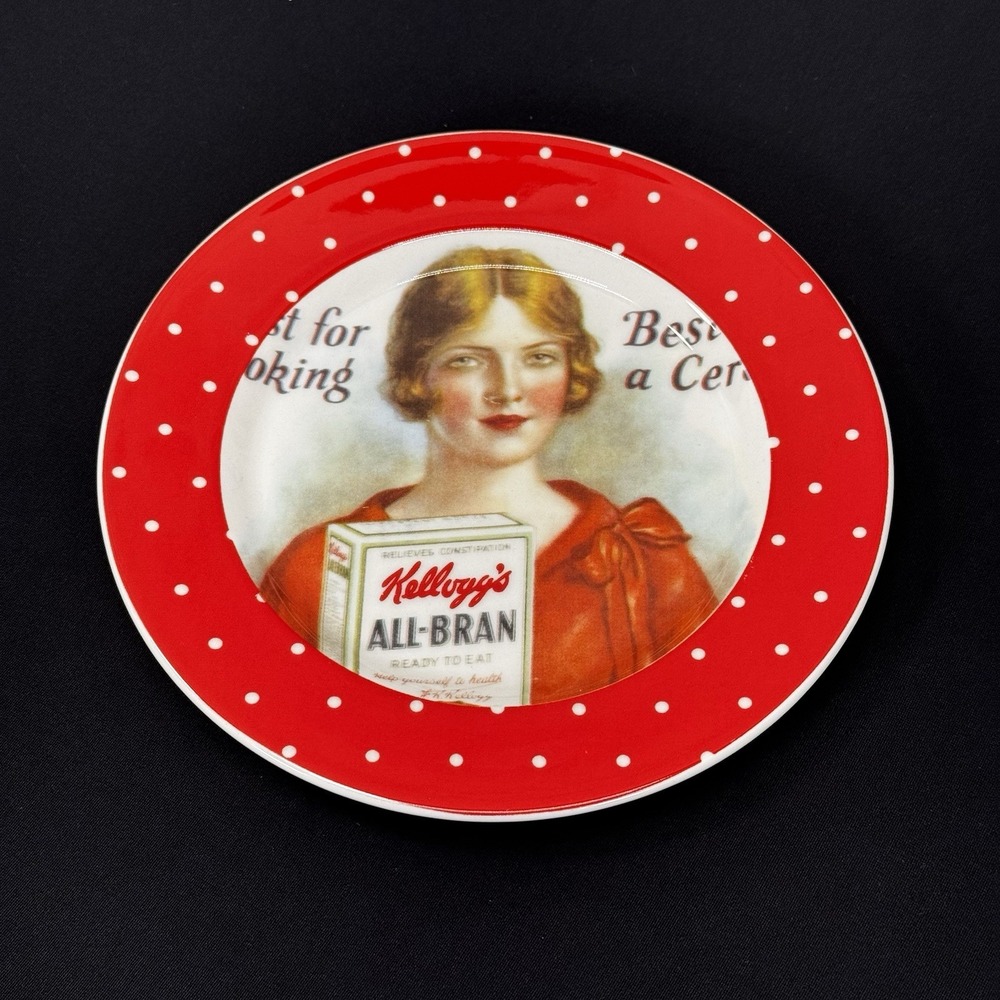 Vintage Retro Red Polka Dot Kellogg Plate 2005